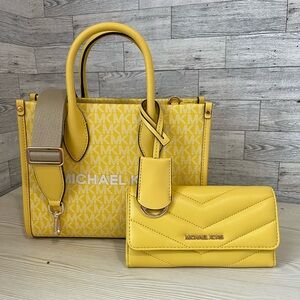Michael Kors Golden Yellow Small Mirella Tote and Wallet